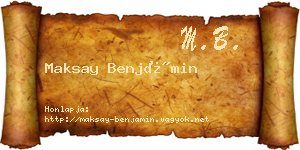 Maksay Benjámin névjegykártya